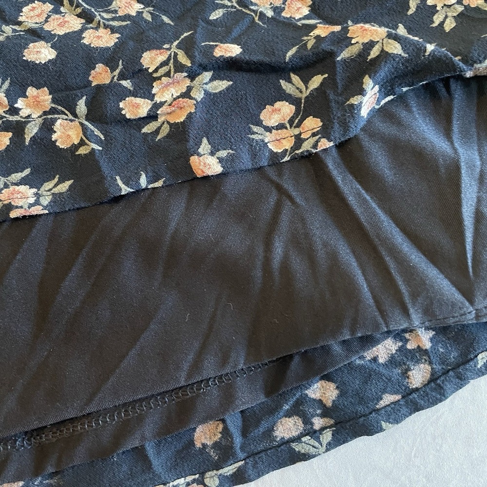 American Eagle Black Floral Mini Slip Dress Medium Tie Back Cottagecore Coquette - Picture 9 of 11